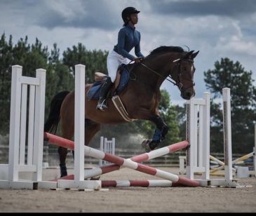 teen rider jumping in a horseback show by redbird equestrian